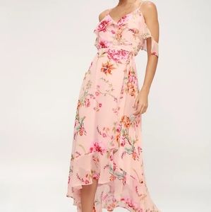 Lulus ruffle floral off the shoulder maxi dress